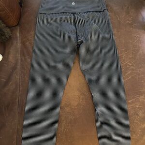 Lululemon Athletica navy and White Striped Leggings